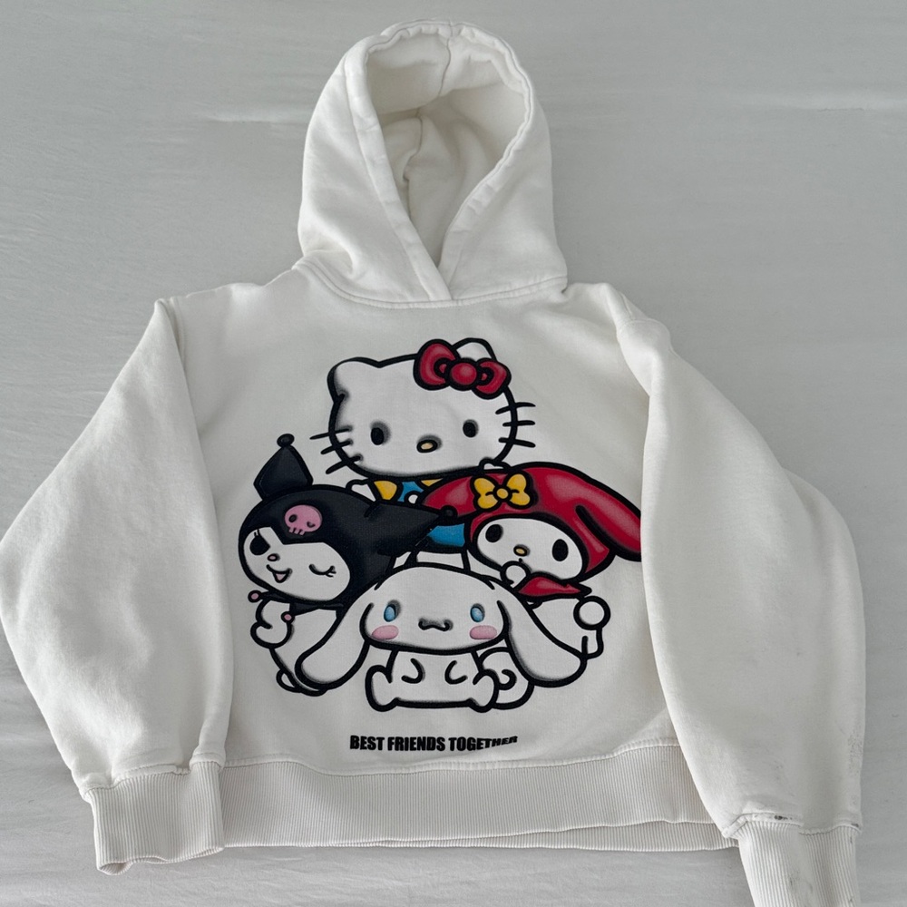Zara Hello Kitty White Hoodie with Friends Design